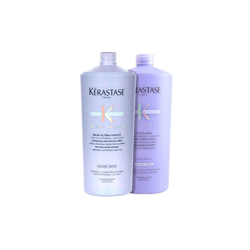 Kérastase Blond Absolu Ultra Violet Tratamento Shampoo 1L + Condicionador Cicaflash 1L