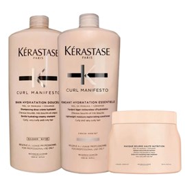 Kérastase Curl Manifesto Kit Shampoo 1000ml + Condicionador 1000ml + Máscara 500ml