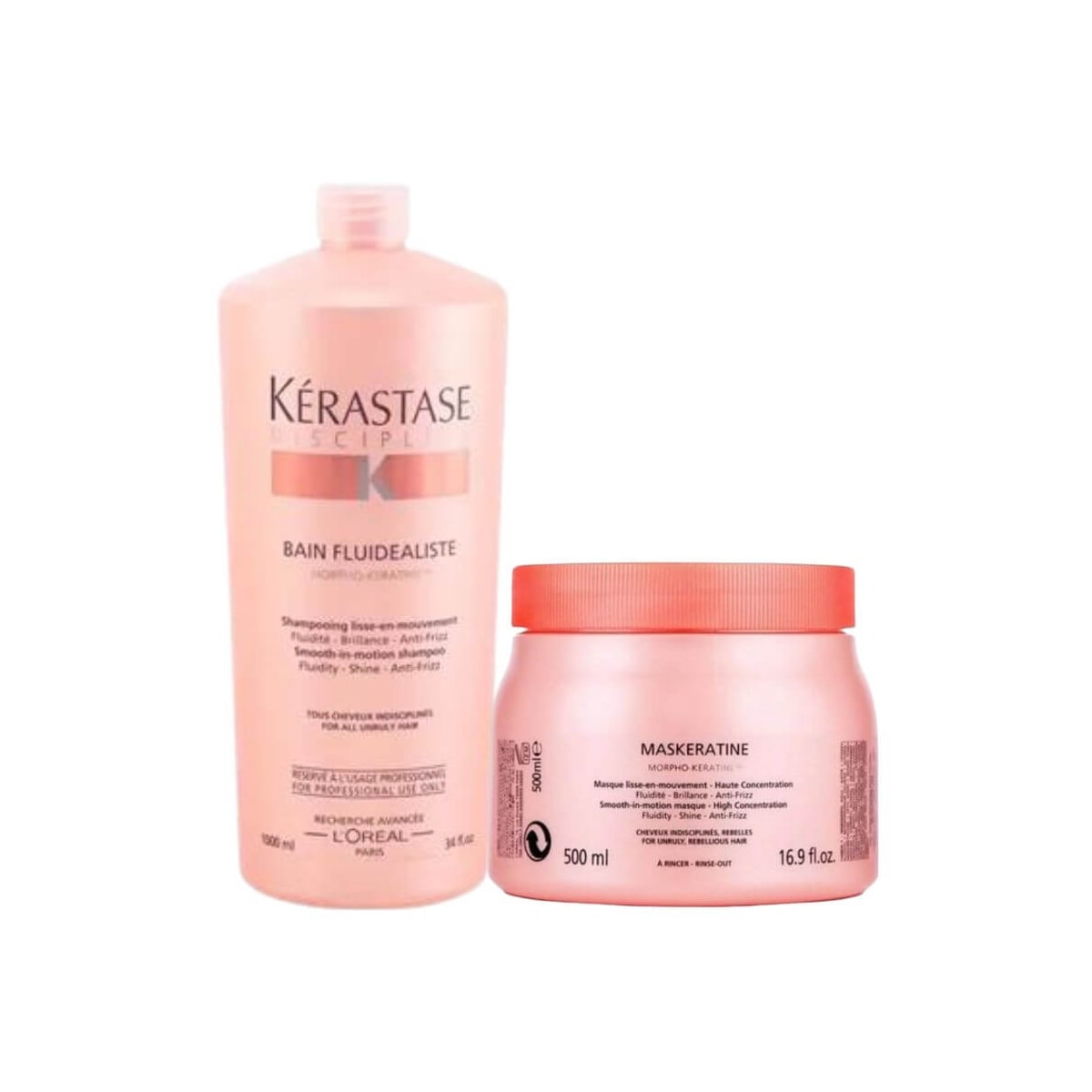 Kérastase Discipline Fluidealiste Shampoo 1000ml + Maskeratine Máscara 500g