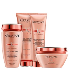 Kérastase Discipline Fluidissime Keratine Shampoo + Condicionador + Máscara +Thermique