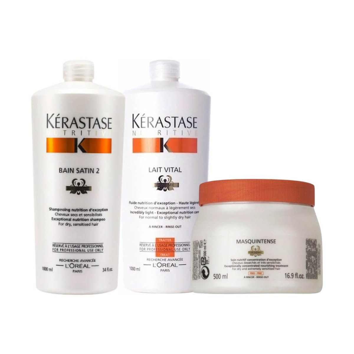 Kérastase Nutritive Satin 2 Kit Shampoo 1000ml + Condicionador Lait Vital 1000ml + Máscara Cabelos Grossos 500g Kérastase Nutritive Satin 2 Kit Shampoo 1000ml + Condicionador Lait Vital 1000ml + Máscara Cabelos Grossos 500g