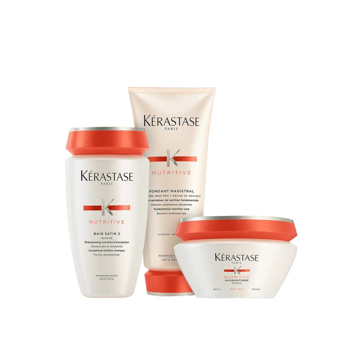 Kérastase Nutritive Satin 2 Shampoo 250ml + Fondant Magistral 200ml + Máscara Grossos 200ml Kérastase Nutritive Satin 2 Shampoo 250ml + Fondant Magistral 200ml + Máscara Grossos 200ml