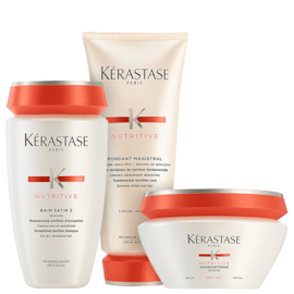 Kérastase Nutritive Satin 2 Shampoo 250ml + Fondant Magistral 200ml  + Máscara Grossos 200ml Kérastase Nutritive Satin 2 Shampoo 250ml + Fondant Magistral 200ml  + Máscara Grossos 200ml