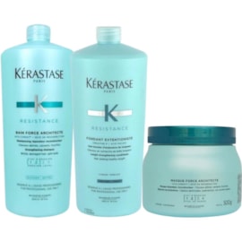 Kérastase Résistance Force Architecte Shampoo 1000ml + Condicionador Extentioniste 1000ml + Máscara Architecte 500g