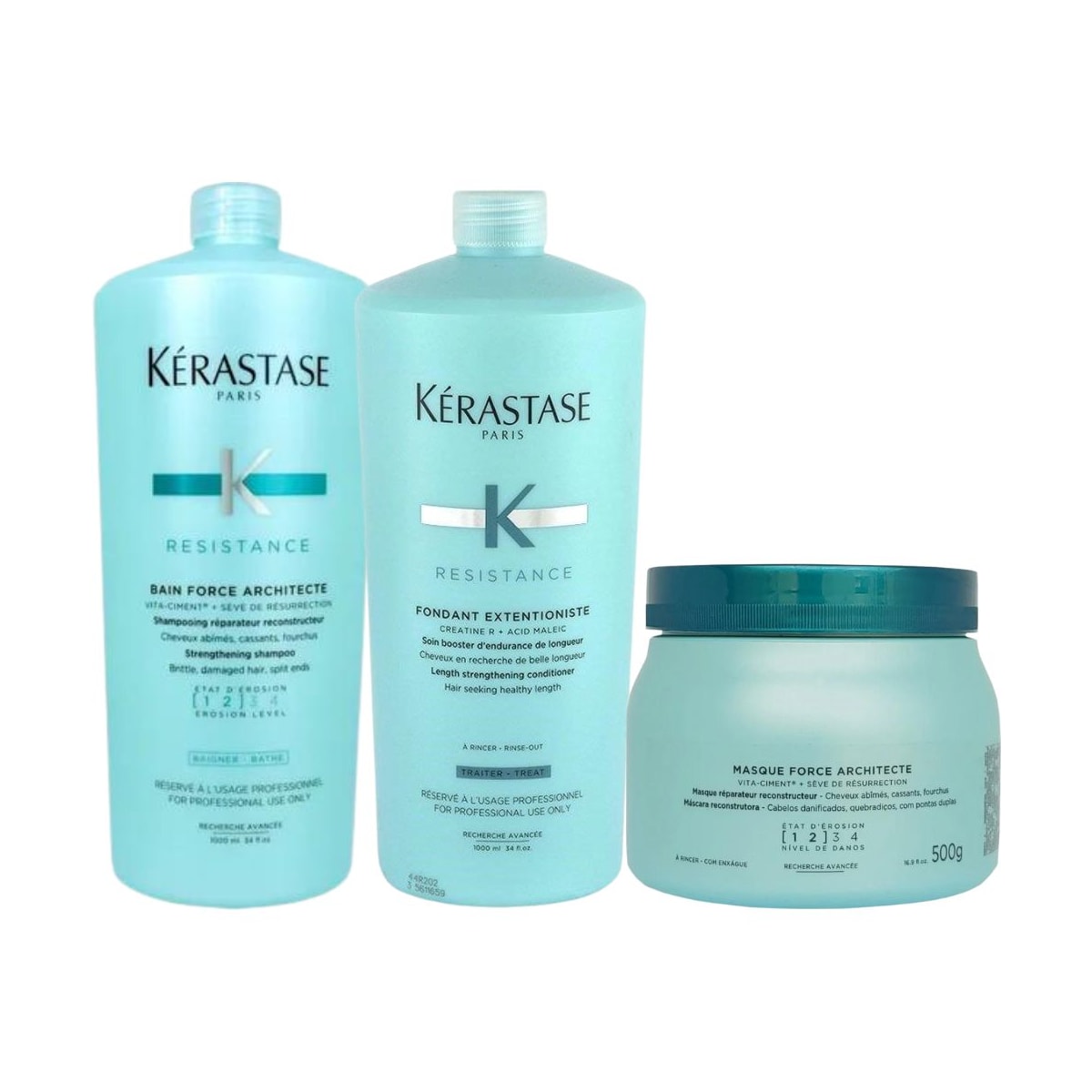 Kérastase Résistance Force Architecte Shampoo 1000ml + Condicionador Extentioniste 1000ml + Máscara Architecte 500g Kérastase Résistance Force Architecte Shampoo 1000ml + Condicionador Extentioniste 1000ml + Máscara Architecte 500g