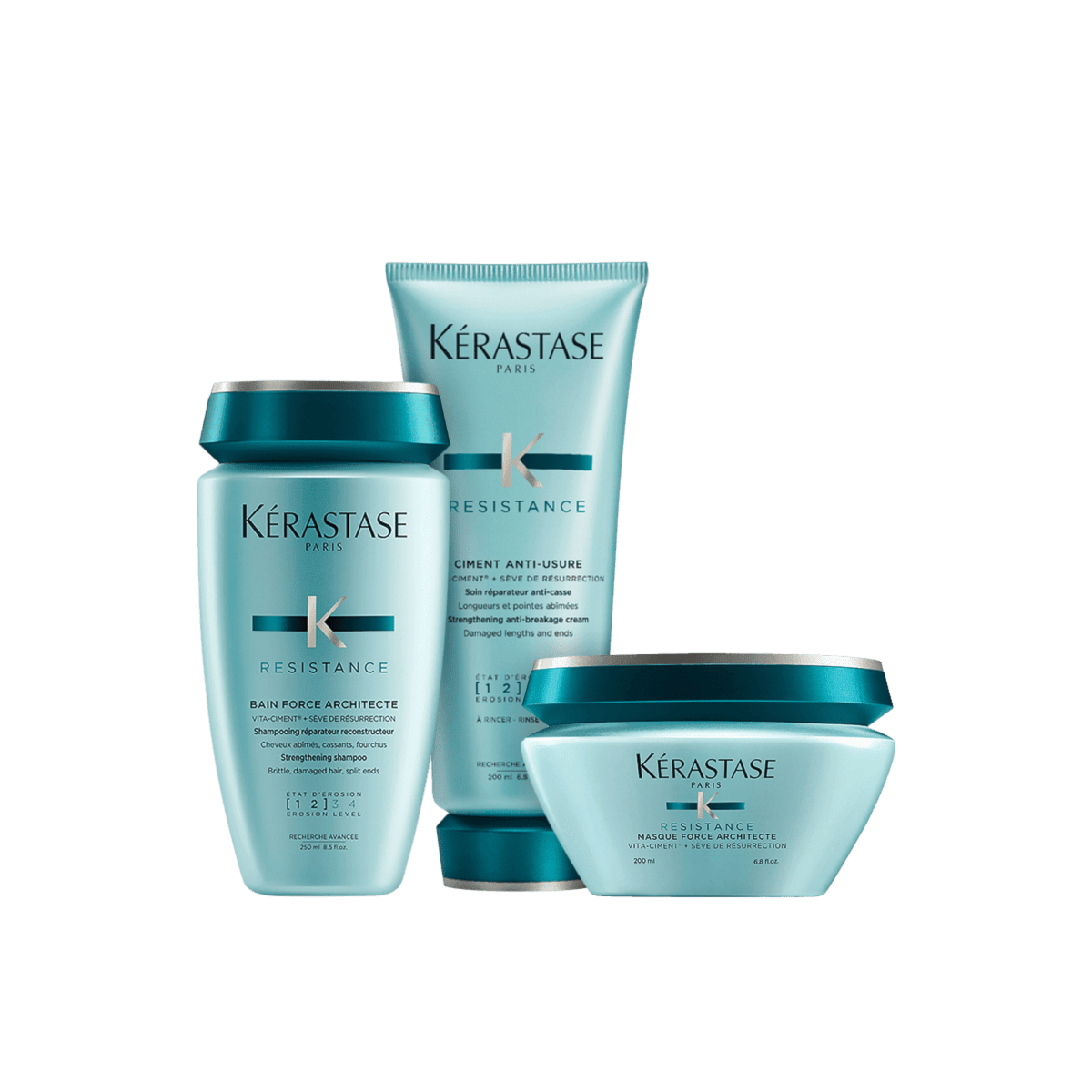 Kérastase Résistance Force Shampoo 250ml + Condicionador 200ml + Máscara Force 200g Kérastase Résistance Force Shampoo 250ml + Condicionador 200ml + Máscara Force 200g