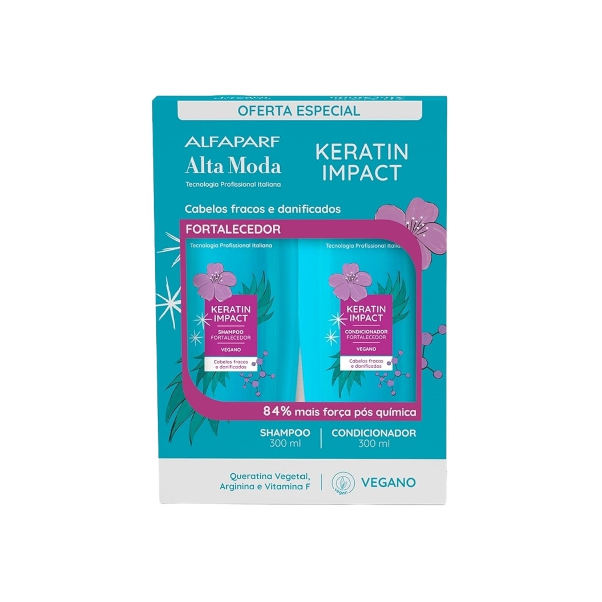 Kit Alfaparf Alta Moda Keratin Impact Shampoo e Condicionador Fortalecedor 300 ml