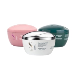 Kit Alfaparf Semi Di Lino Cronograma Capilar  Máscara de Hidratação Nutrição Reconstrução 3 x 200 ml