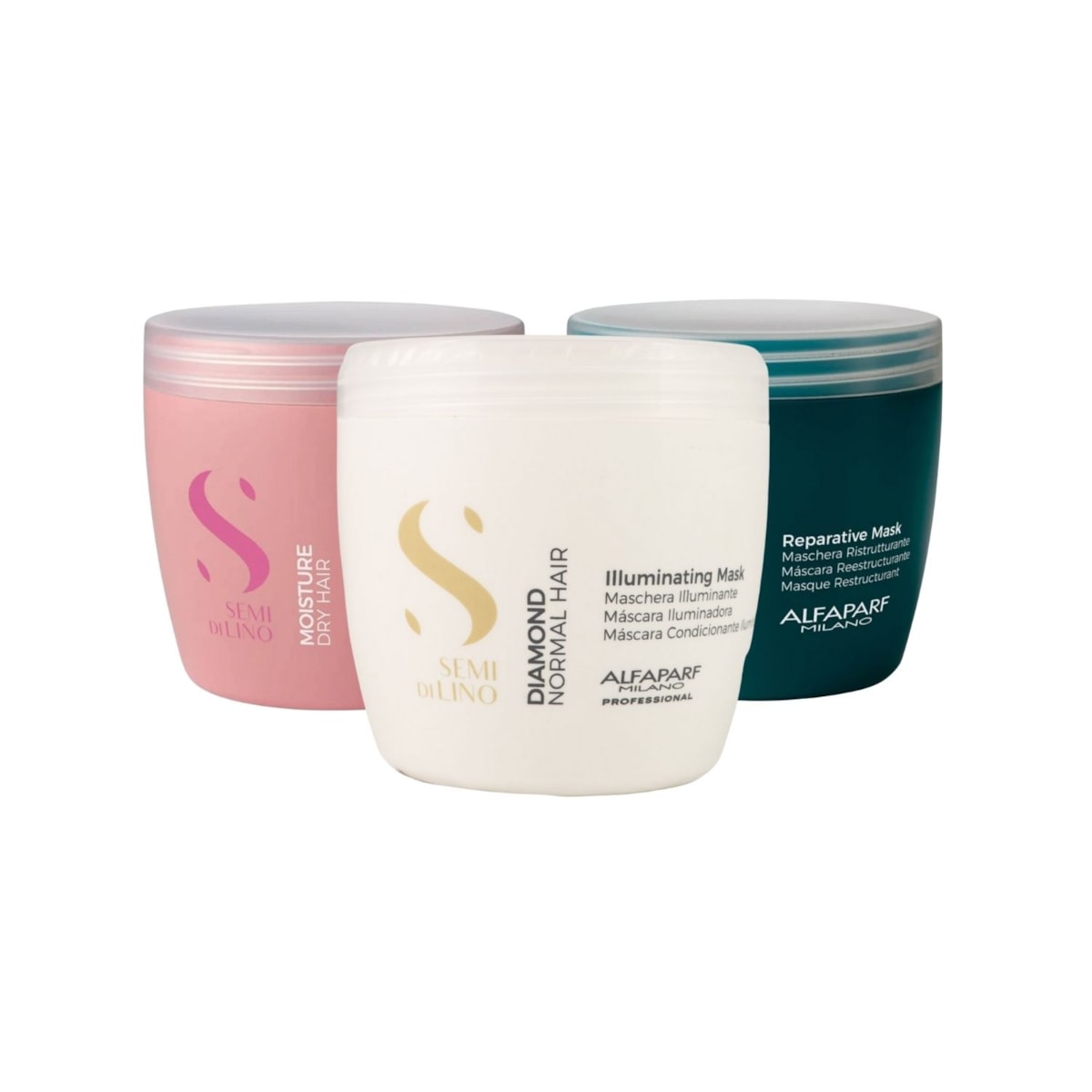 Kit Alfaparf Semi Di Lino Cronograma Capilar Máscara de Hidratação Nutrição Reconstrução 3 x 500 ml Kit Alfaparf Semi Di Lino Cronograma Capilar Máscara de Hidratação Nutrição Reconstrução 3 x 500 ml