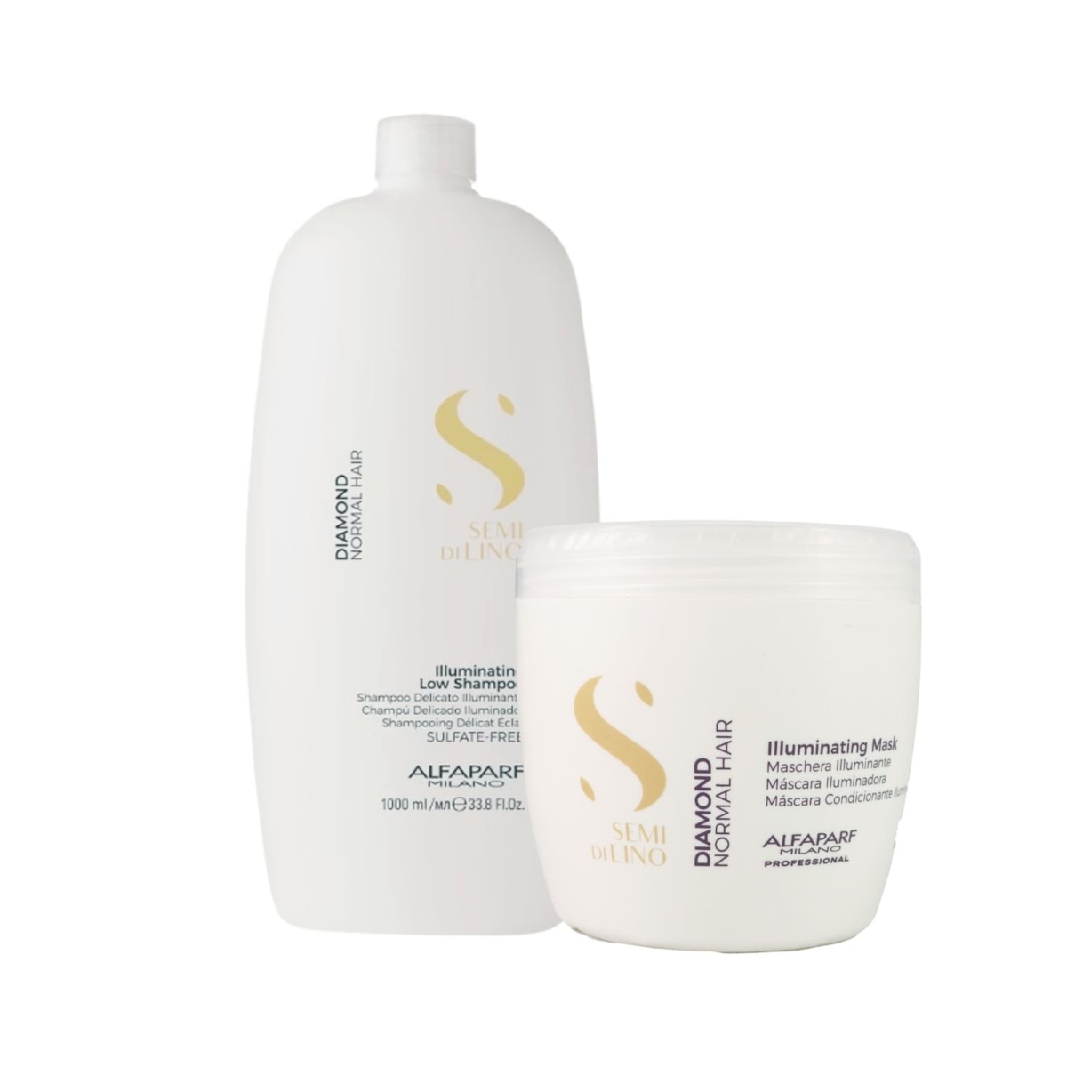 Kit Alfaparf Semi Di Lino Diamond Illuminating Shampoo 1 Litro + Máscara 500 ml