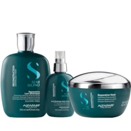 Kit Alfaparf Semi Di Lino Reconstruction Reparative Shampoo 250 ml + Máscara 200 ml + Fluido 125 ml