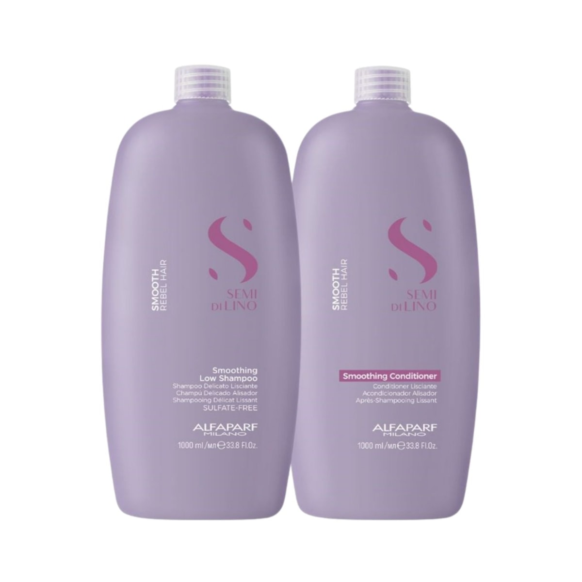 Kit Alfaparf Semi Di Lino Smoothing Rebel Hair Shampoo 1 Litro + Condicionador 1 Litro Kit Alfaparf Semi Di Lino Smoothing Rebel Hair Shampoo 1 Litro + Condicionador 1 Litro