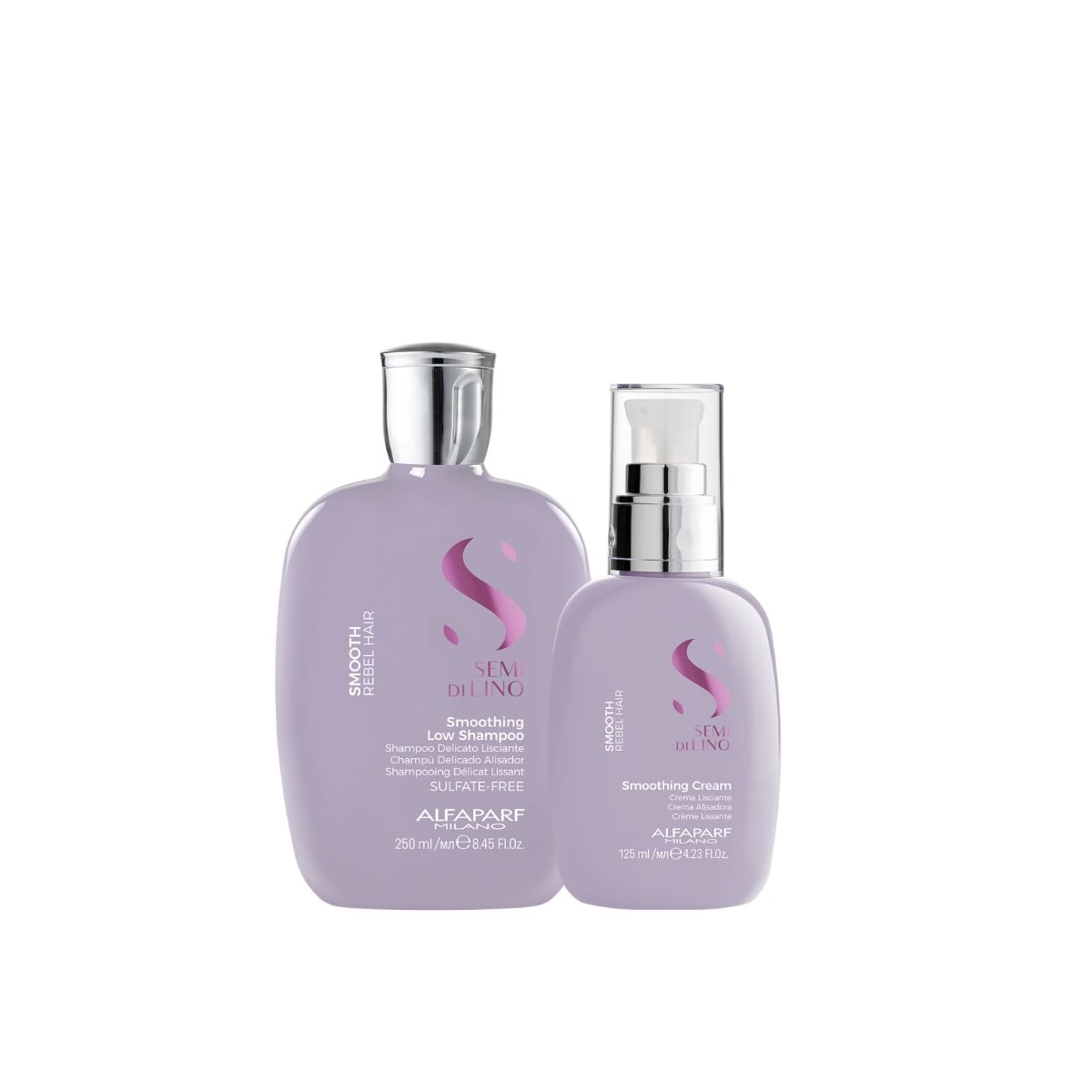 Kit Alfaparf Semi Di Lino Smoothing Rebel Hair Shampoo 250 ml + Leave-In Cream 125 ml