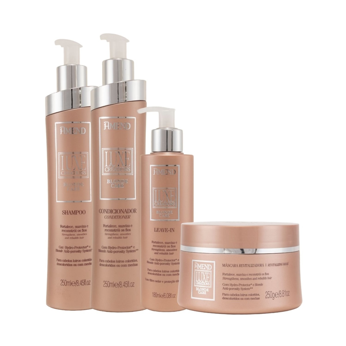 Kit Amend Blonde Care Shampoo Condicionador Máscara e Leave in 250 ml