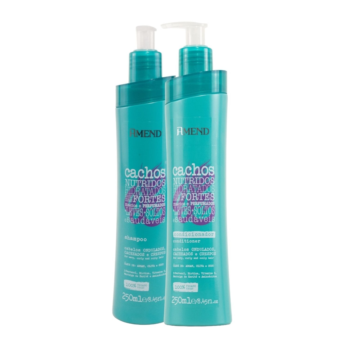 Kit Amend Cachos Nutridos Shampoo e Condicionador 250 ml Kit Amend Cachos Nutridos Shampoo e Condicionador 250 ml