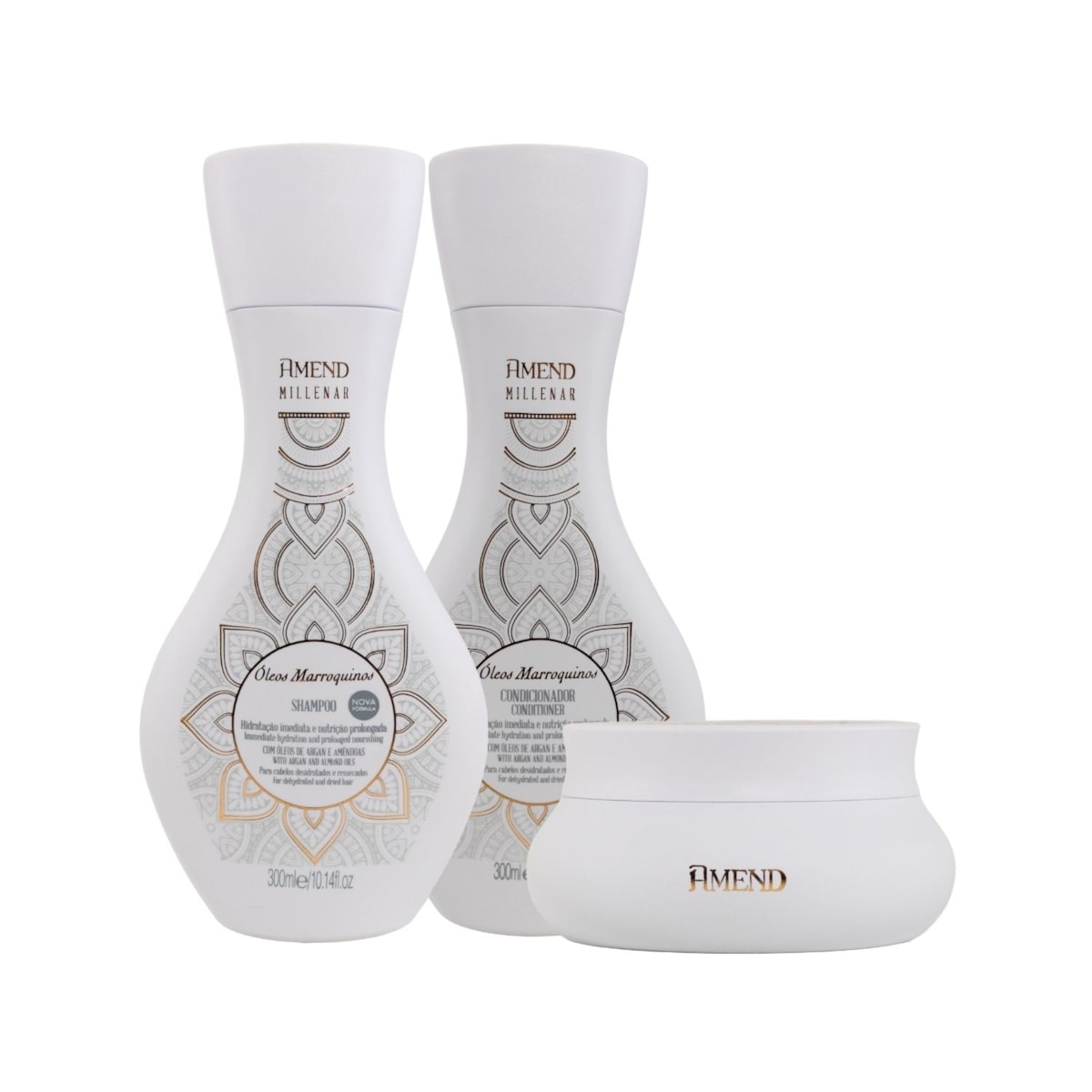 Kit Amend Óleo Marroquino Shampoo Condicionador e Máscara 300 ml Kit Amend Óleo Marroquino Shampoo Condicionador e Máscara 300 ml