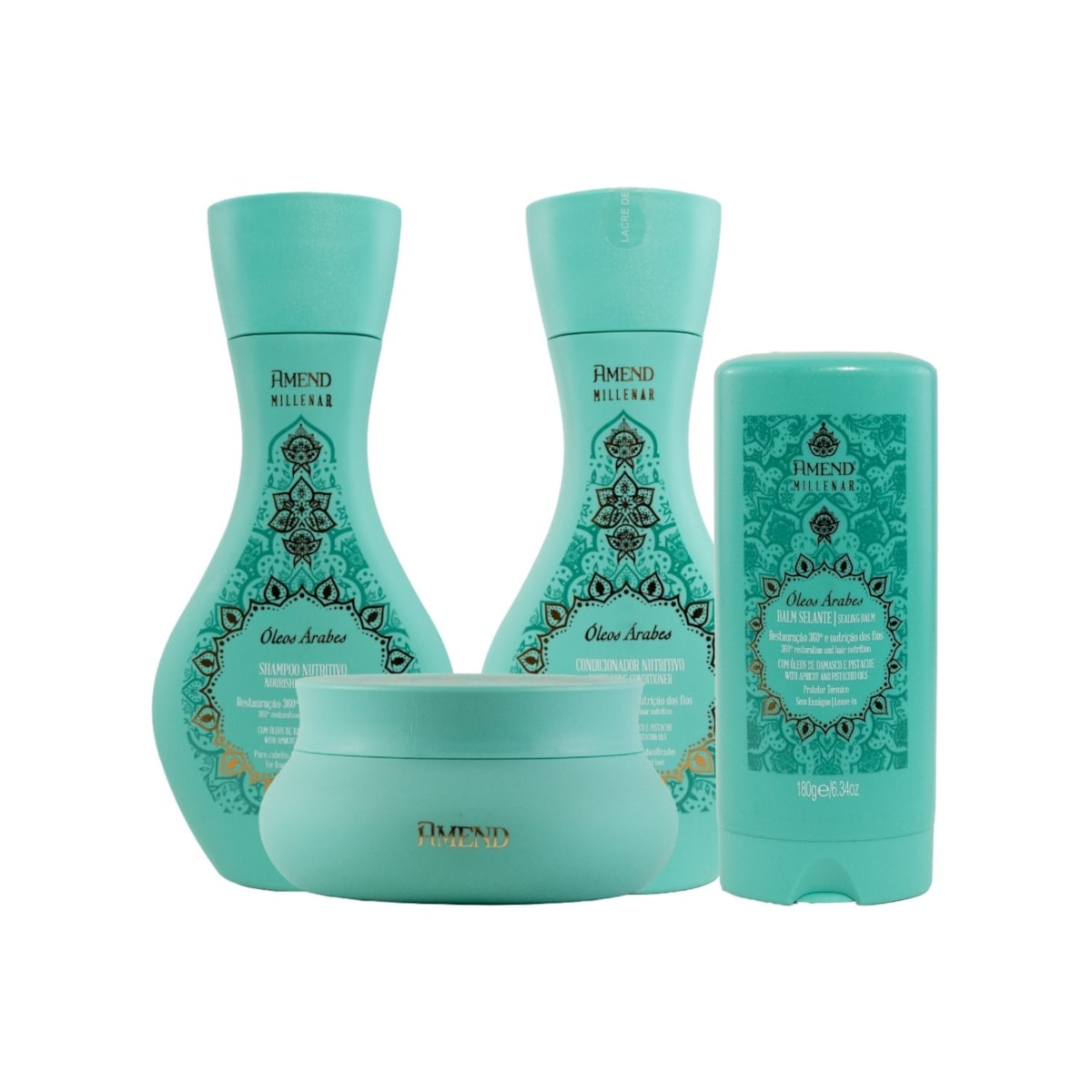 Kit Amend Óleos Árabes Shampoo Condicionador Máscara e Leave in 300 ml Kit Amend Óleos Árabes Shampoo Condicionador Máscara e Leave in 300 ml