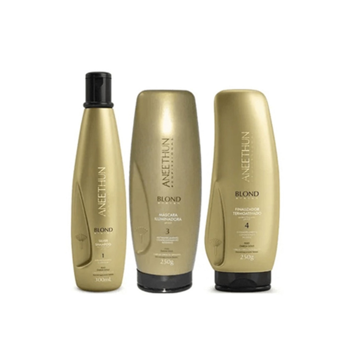 Kit Aneethun Blond Shampoo Silver 300 ml + Máscara 250 g + Finalizador 250 g Kit Aneethun Blond Shampoo Silver 300 ml + Máscara 250 g + Finalizador 250 g