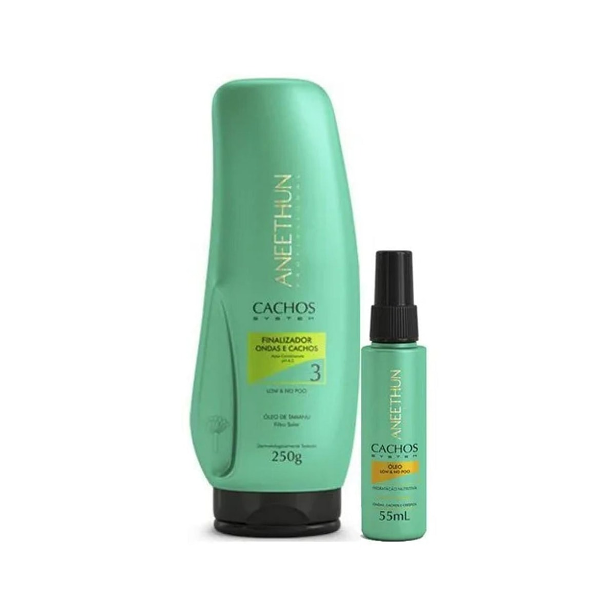 Kit Aneethun Cachos Finalizador Crespos 250 g + Oleo Low No Poo Hidratação 55 ml para Cabelo Cacheado