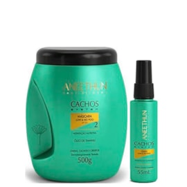Kit Aneethun Cachos Máscara 500 g + Oleo Hidratação 55 ml para Cabelo Cacheado