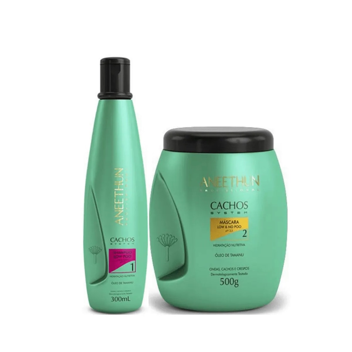 Kit Aneethun Cachos Shampoo 300 ml + Máscara 500 g para Cabelo Cacheado