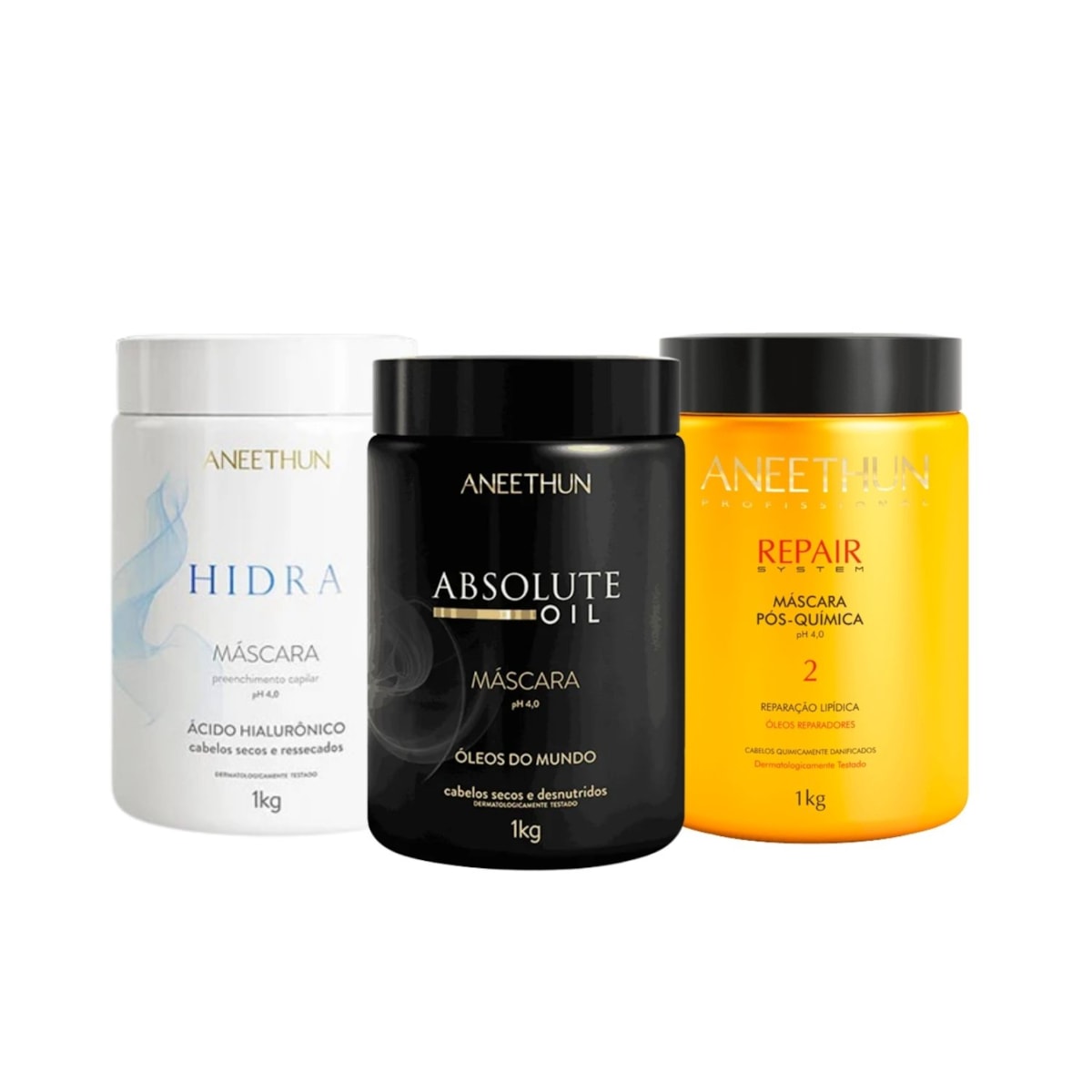 Kit Aneethun Cronograma Capilar Máscara de Hidratação Nutrição Reconstrução 3 x 1 Kg Kit Aneethun Cronograma Capilar Máscara de Hidratação Nutrição Reconstrução 3 x 1 Kg