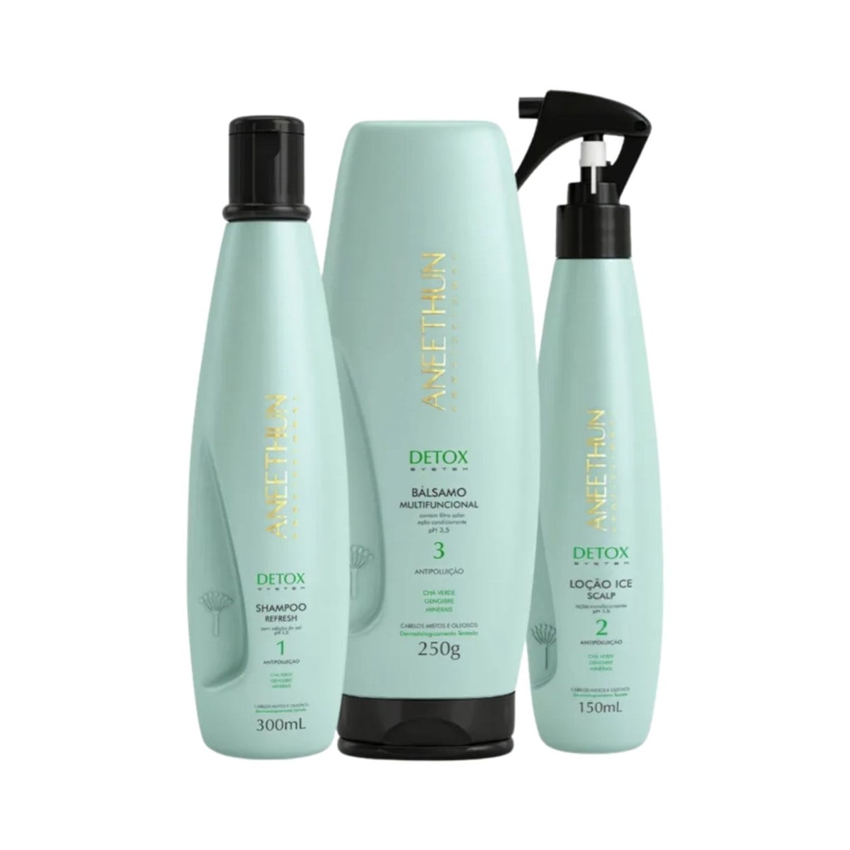 Kit Aneethun Detox Shampoo 300 ml + Loção 150 ml + Bálsamo 250 g