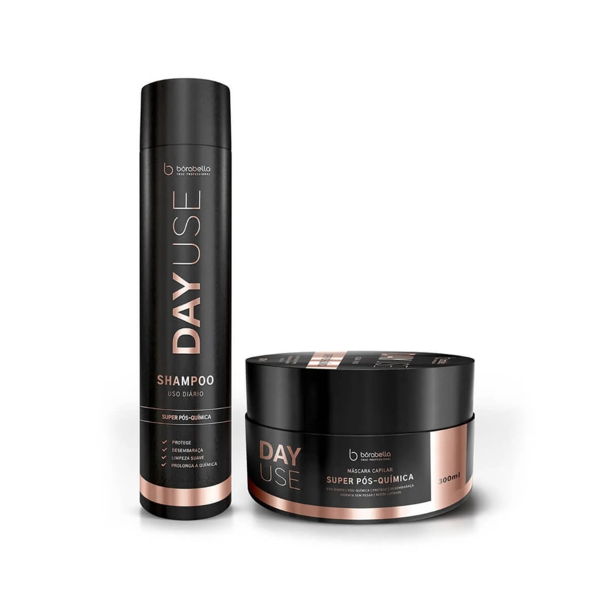 Kit Bórabella Day Use Shampoo e Máscara Super Pós-Química 2 x 300 ml Kit Bórabella Day Use Shampoo e Máscara Super Pós-Química 2 x 300 ml