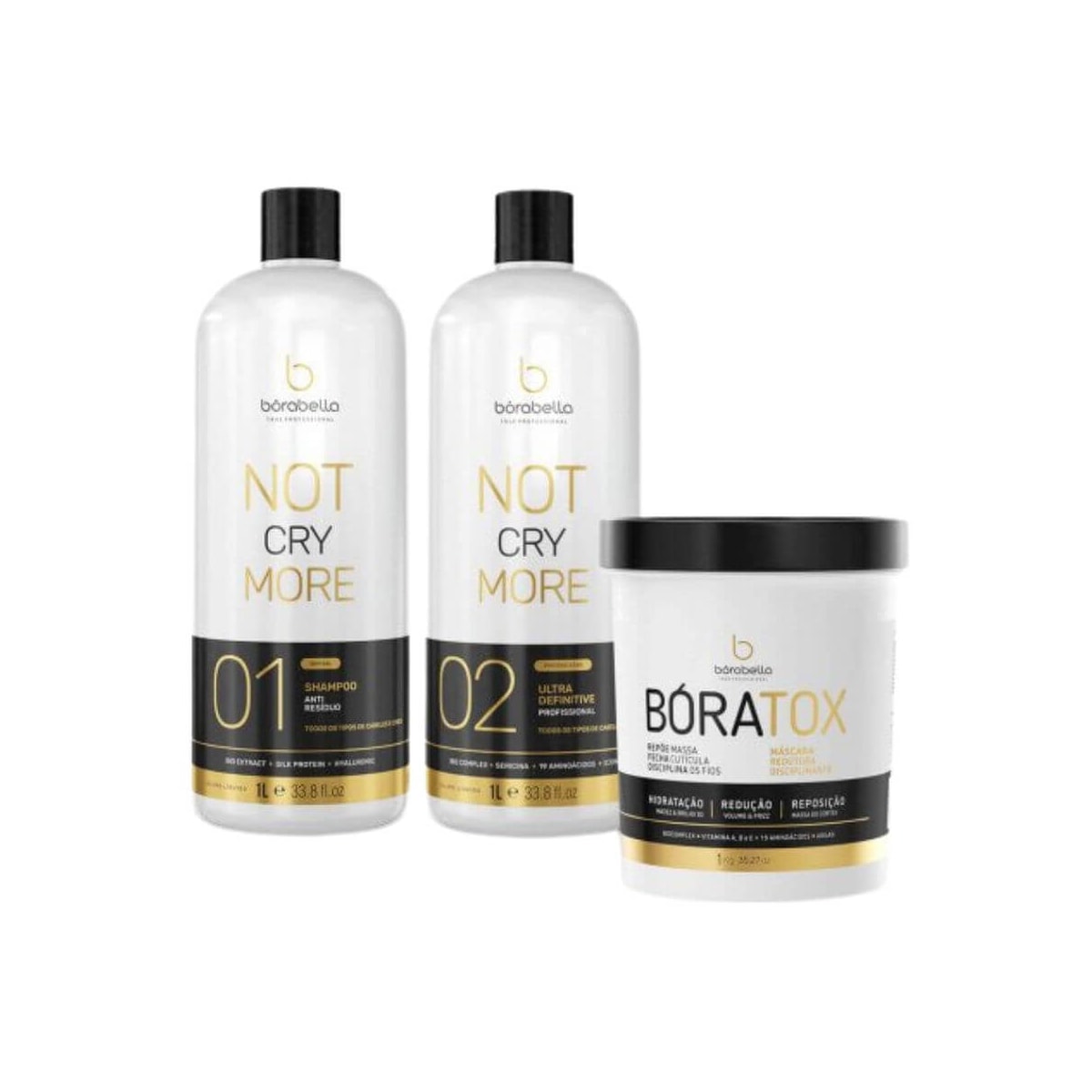 Kit Bórabella Progressiva Not Cry More 2 x 1 Litro + Boratox 1 Kg Kit Bórabella Progressiva Not Cry More 2 x 1 Litro + Boratox 1 Kg