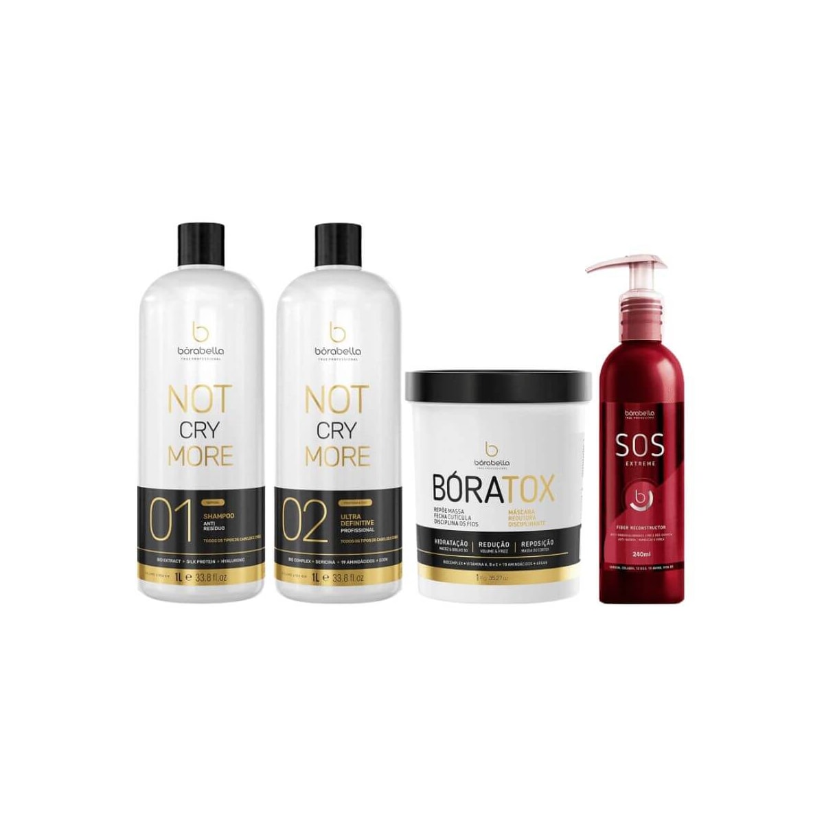 Kit Bórabella Progressiva Not Cry More 2 x 1 Litro + Boratox 1 Kg + SOS Extreme Kit Bórabella Progressiva Not Cry More 2 x 1 Litro + Boratox 1 Kg + SOS Extreme