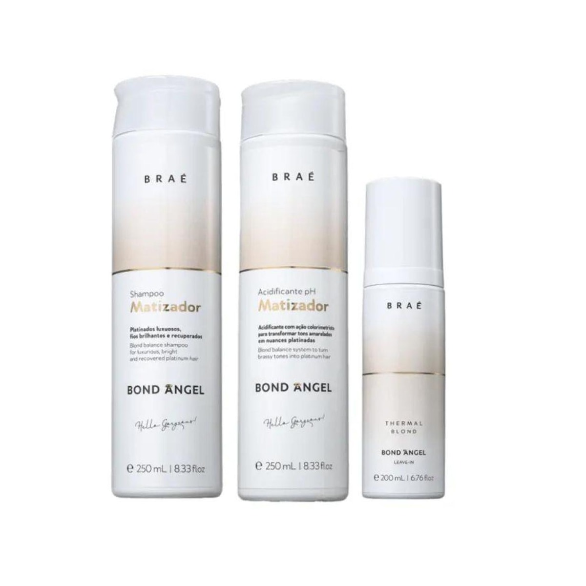 Kit Braé Bond Angel Shampoo 250 ml + Acidificante 250 ml + Leave 200 ml