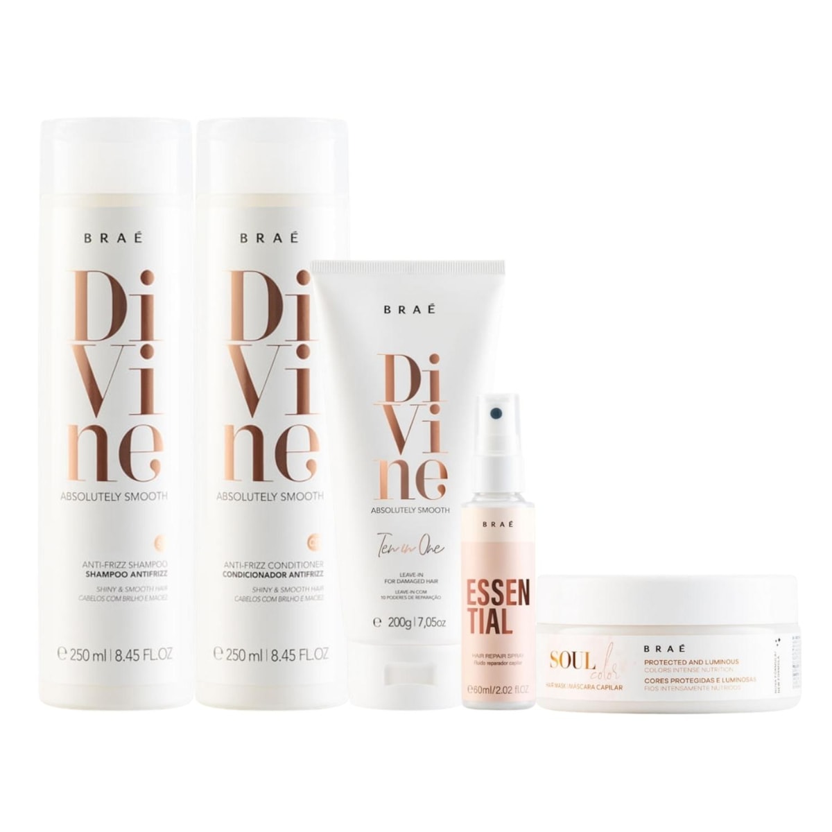 Kit Braé Divine Essential Spray Tratamento 5 Produtos Kit Braé Divine Essential Spray Tratamento 5 Produtos