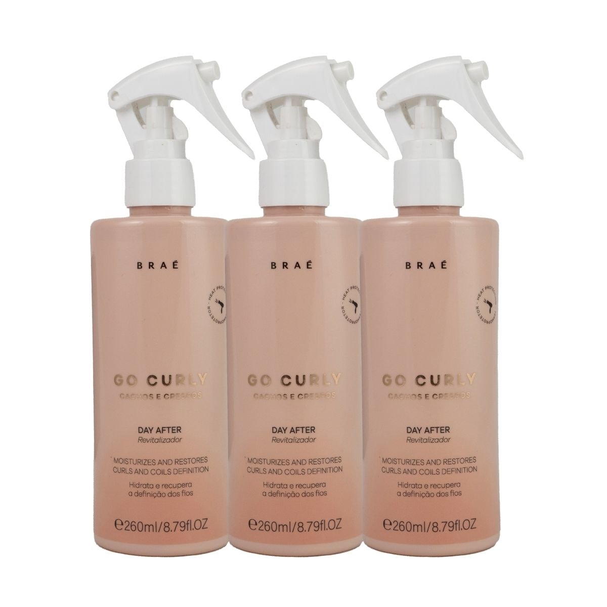 Kit Braé Go Curly Cachos e Crespos Day After 3 Spray 260 ml para Cabelo Cacheado Kit Braé Go Curly Cachos e Crespos Day After 3 Spray 260 ml para Cabelo Cacheado