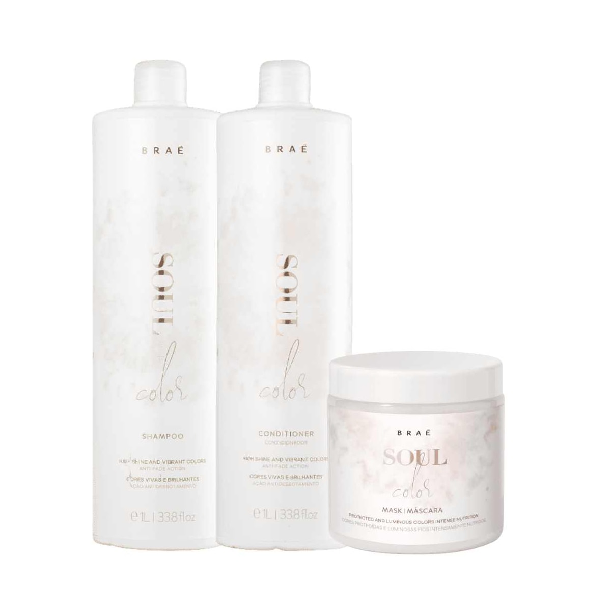 Kit Braé Soul Color Shampoo + Condicionador 1 Litro + Máscara 500 g