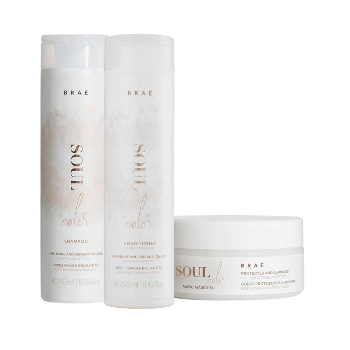 Kit Braé Soul Color Shampoo + Condicionador 250 ml + Máscara 200 g Kit Braé Soul Color Shampoo + Condicionador 250 ml + Máscara 200 g