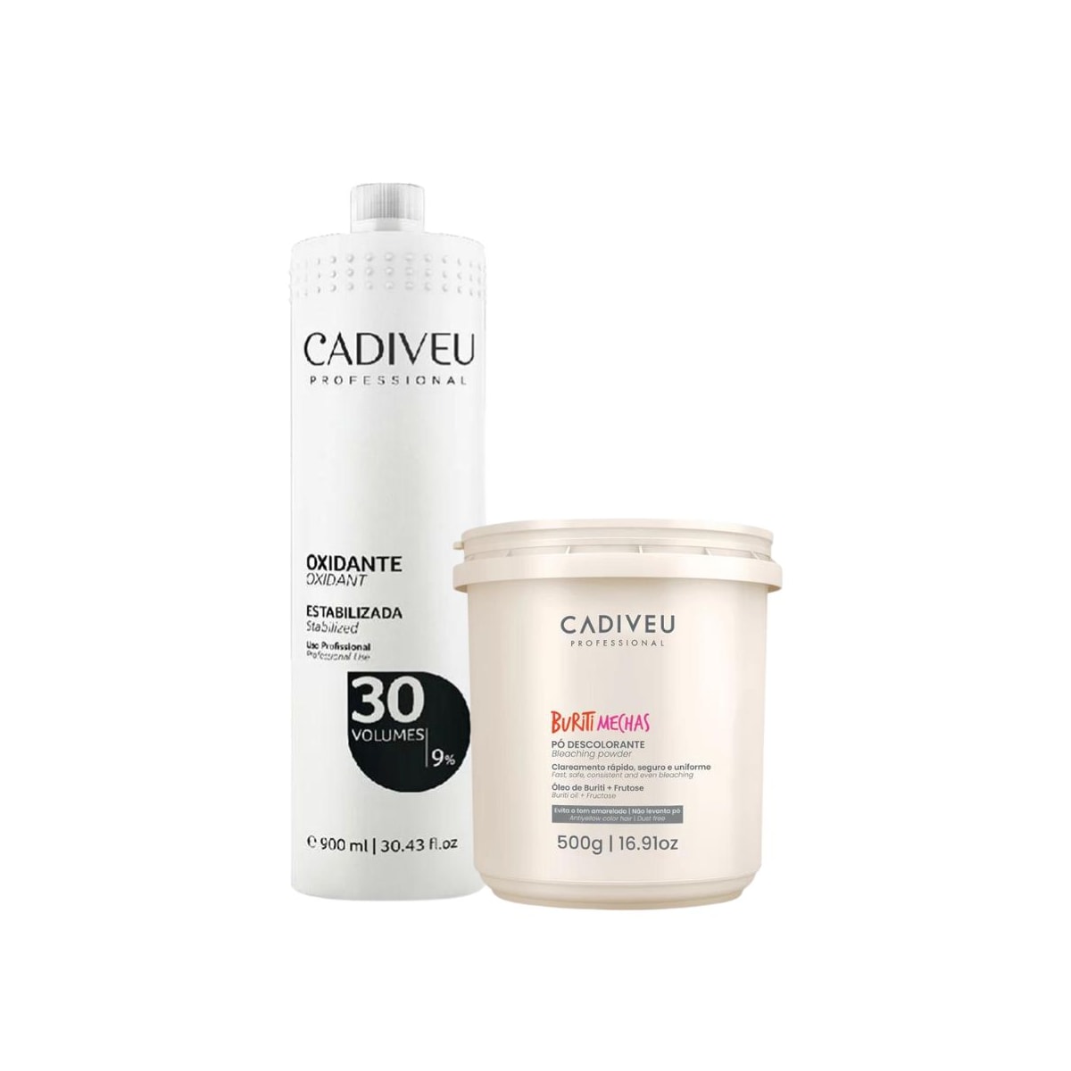 Kit Cadiveu Buriti Mechas Pó Descolorante 500 g + OX 30 Volume 900 ml