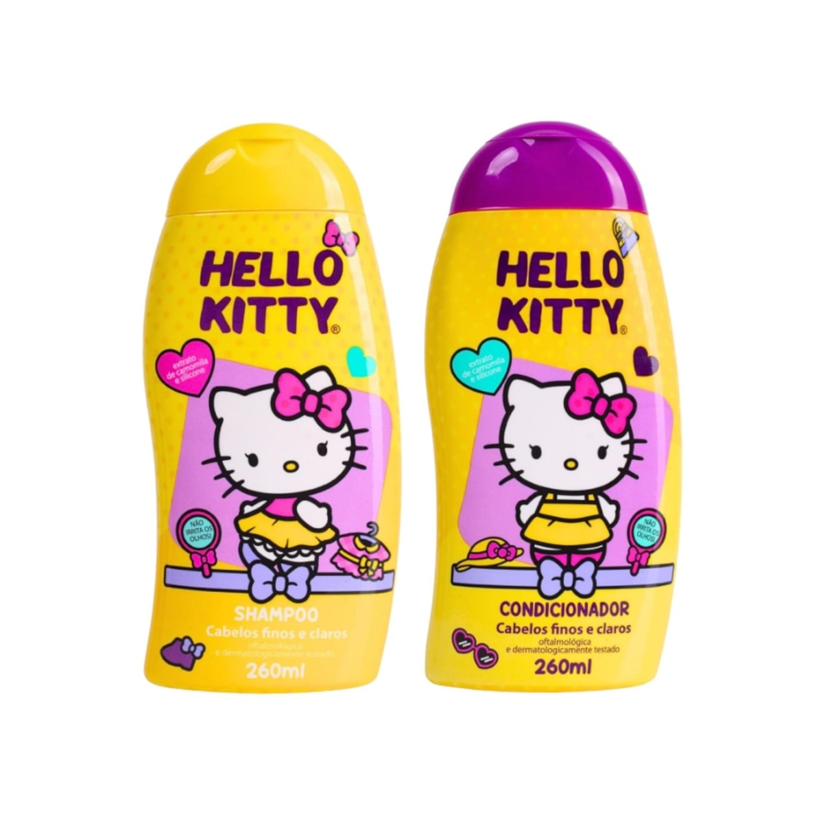 Kit Cia da Natureza Hello Kitty Shampoo e Condicionador Cabelos Finos Claros 260 ml Kit Cia da Natureza Hello Kitty Shampoo e Condicionador Cabelos Finos Claros 260 ml
