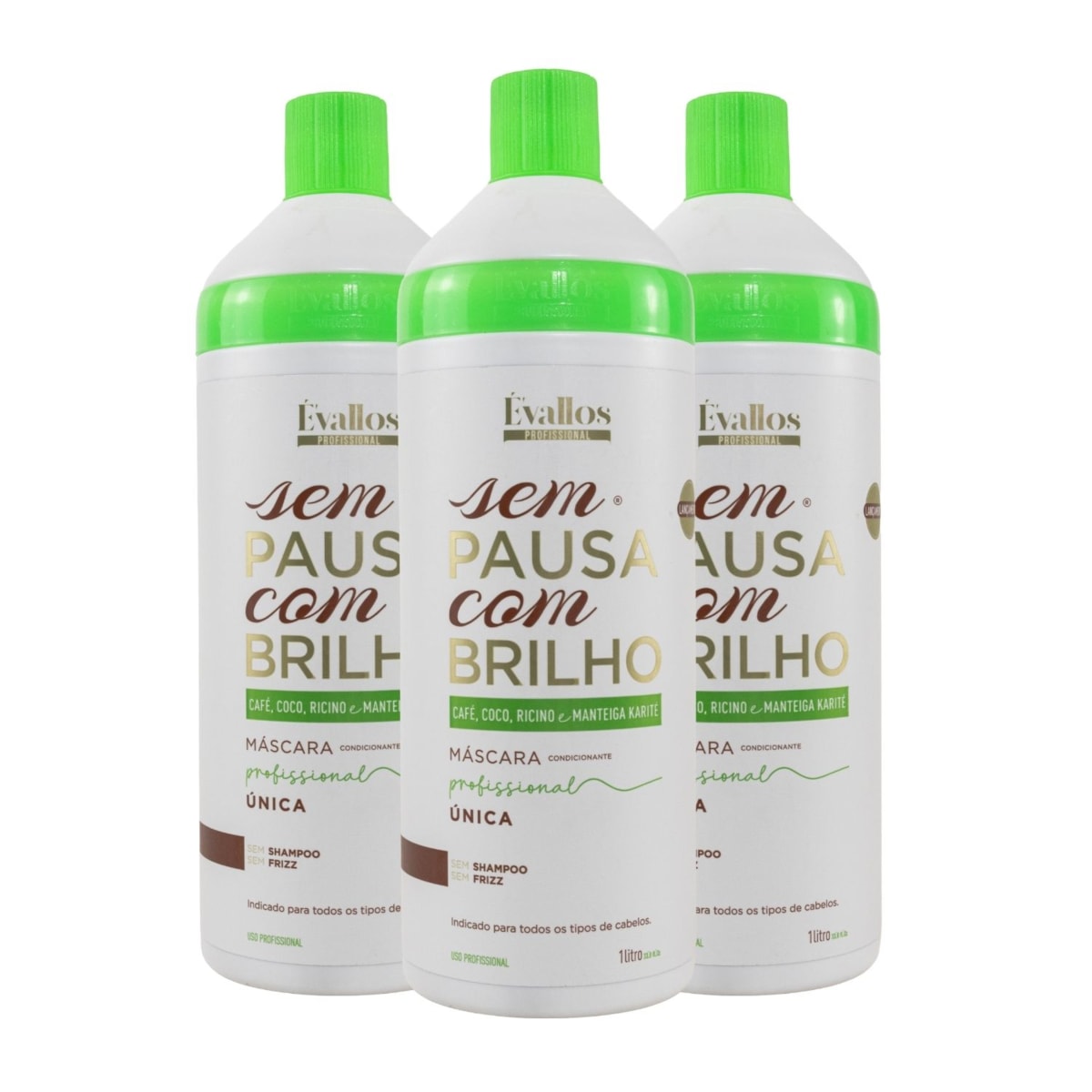 Kit Évallos Sem Pausa com Brilho 3 Progressiva 1 Litro Kit Évallos Sem Pausa com Brilho 3 Progressiva 1 Litro