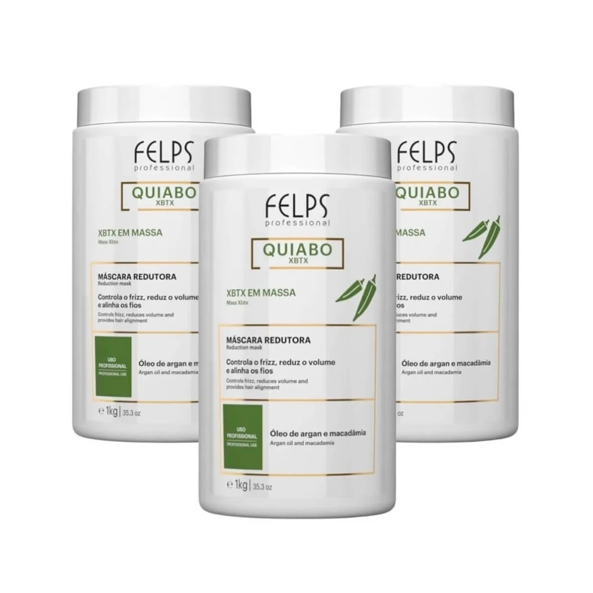 Kit Felps Quiabo XBTX Redutor de Volume em Massa ( 3 x 1 Kg )