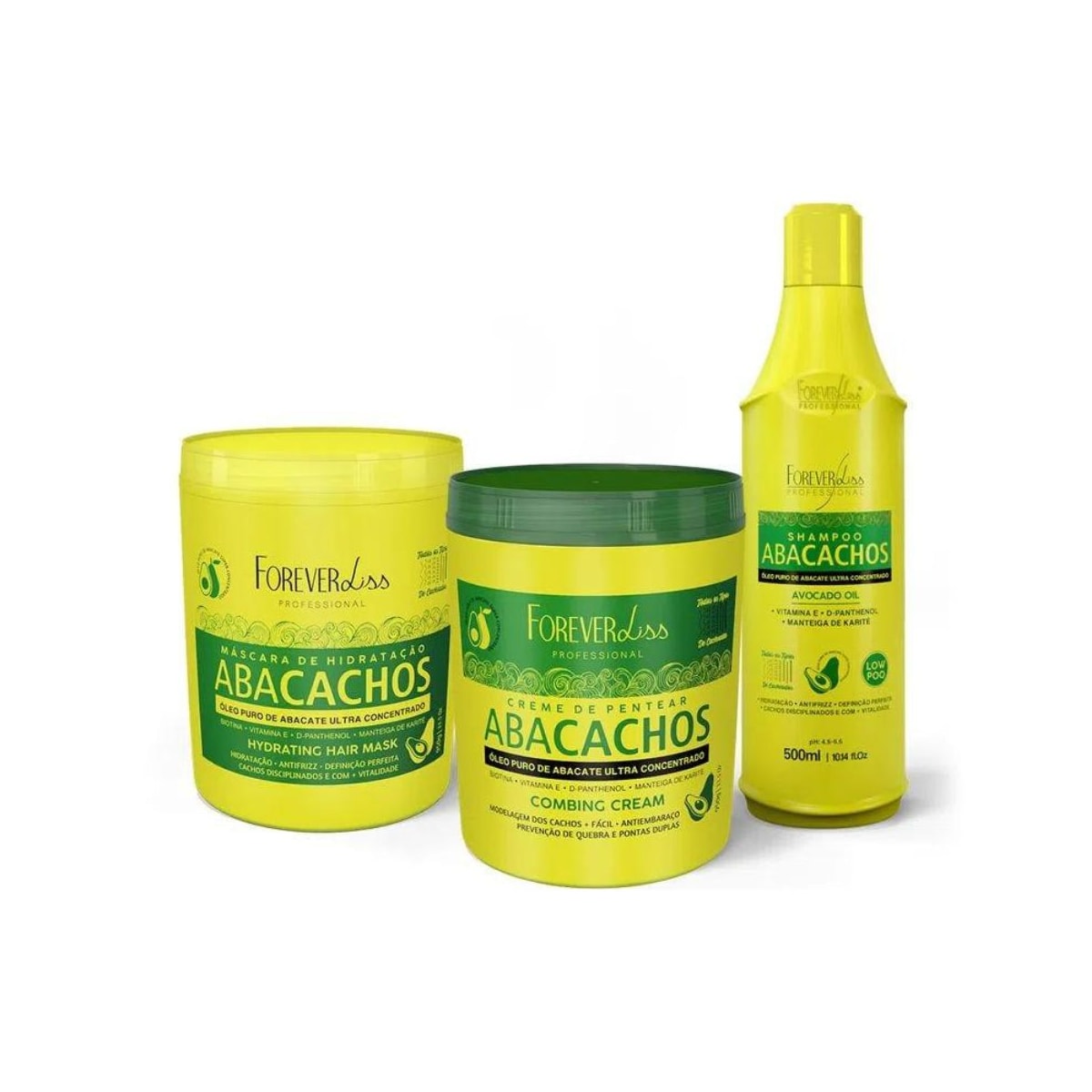 Kit Forever Liss Abacachos Shampoo 500 ml + Máscara + Leave-in 950 g para Cabelo Cacheado Kit Forever Liss Abacachos Shampoo 500 ml + Máscara + Leave-in 950 g para Cabelo Cacheado