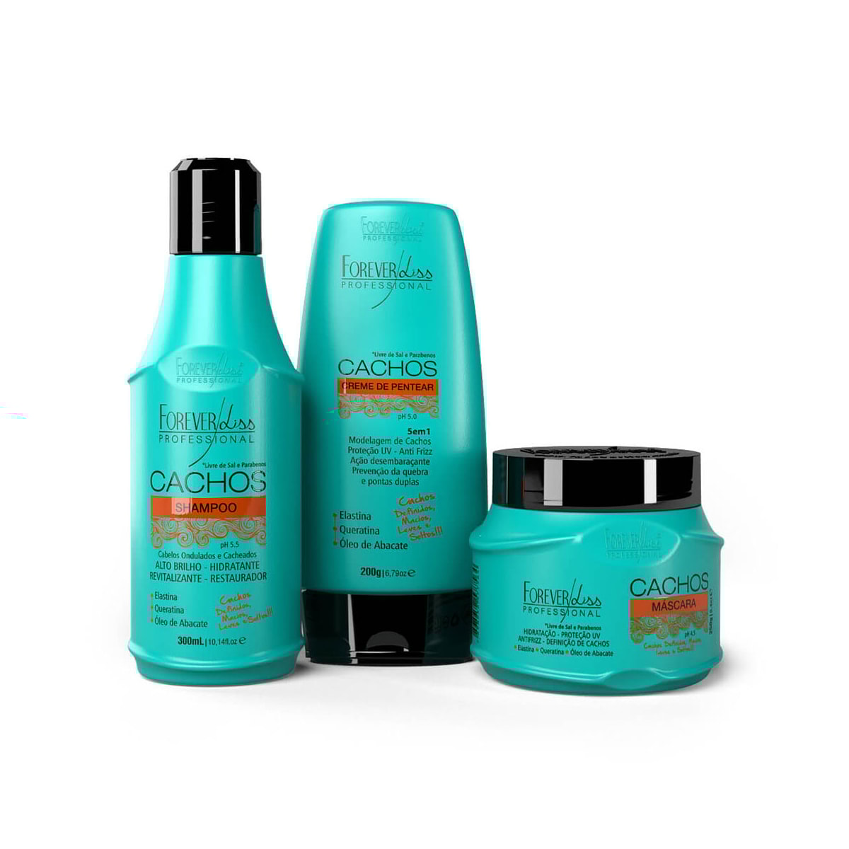 Kit Forever Liss Cachos Trio para Cabelo Cacheado Kit Forever Liss Cachos Trio para Cabelo Cacheado