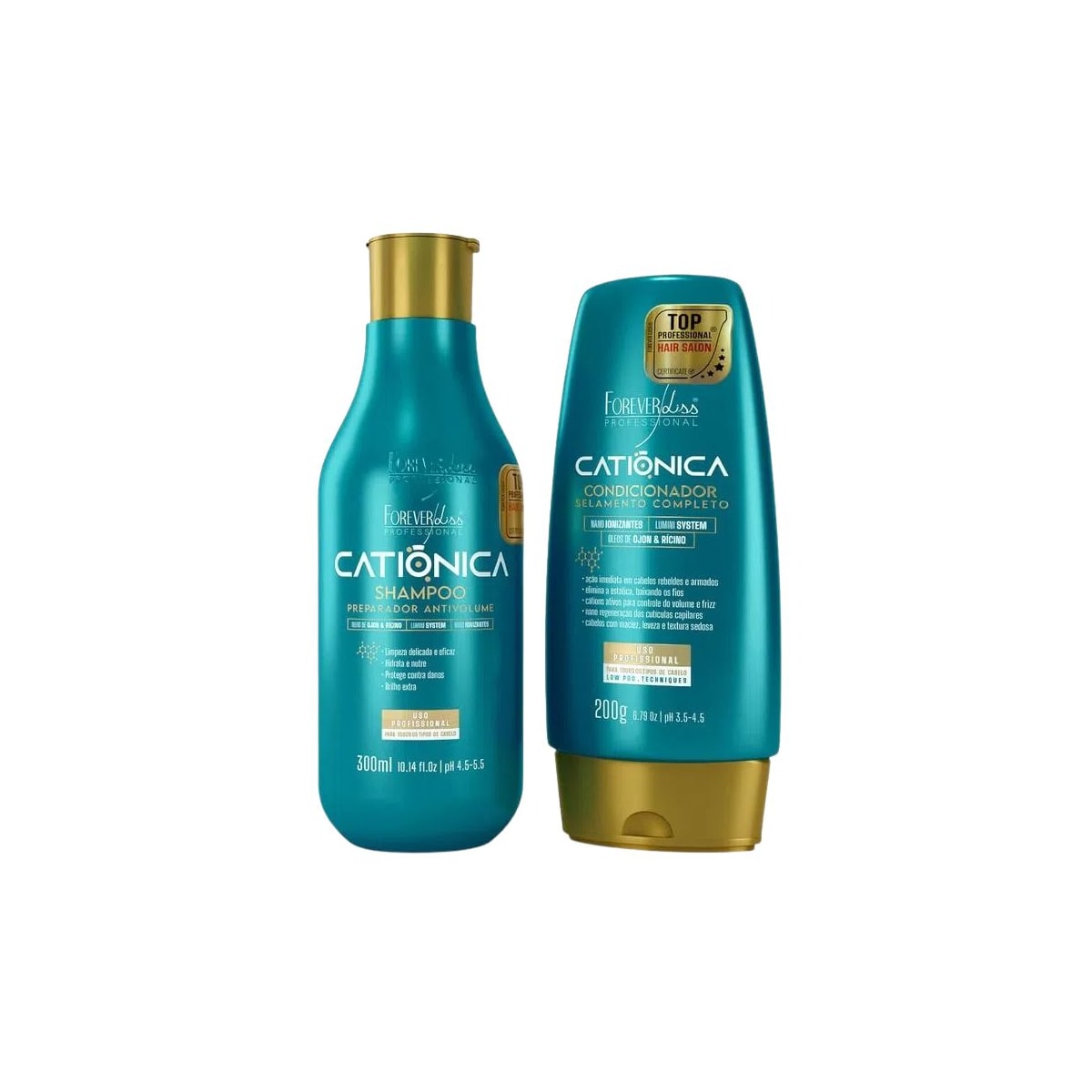 Kit Forever Liss Catiônica Shampoo 300 ml + Condicionador 200 g Kit Forever Liss Catiônica Shampoo 300 ml + Condicionador 200 g