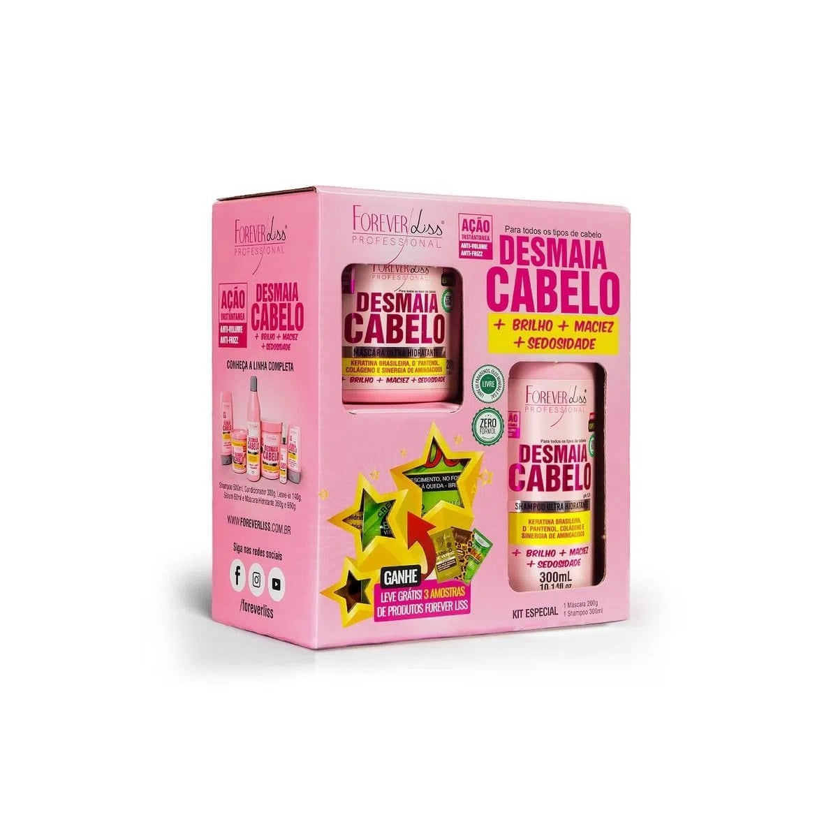 Kit Forever Liss Desmaia Cabelo Shampoo 300 ml e Máscara 200 g Kit Forever Liss Desmaia Cabelo Shampoo 300 ml e Máscara 200 g
