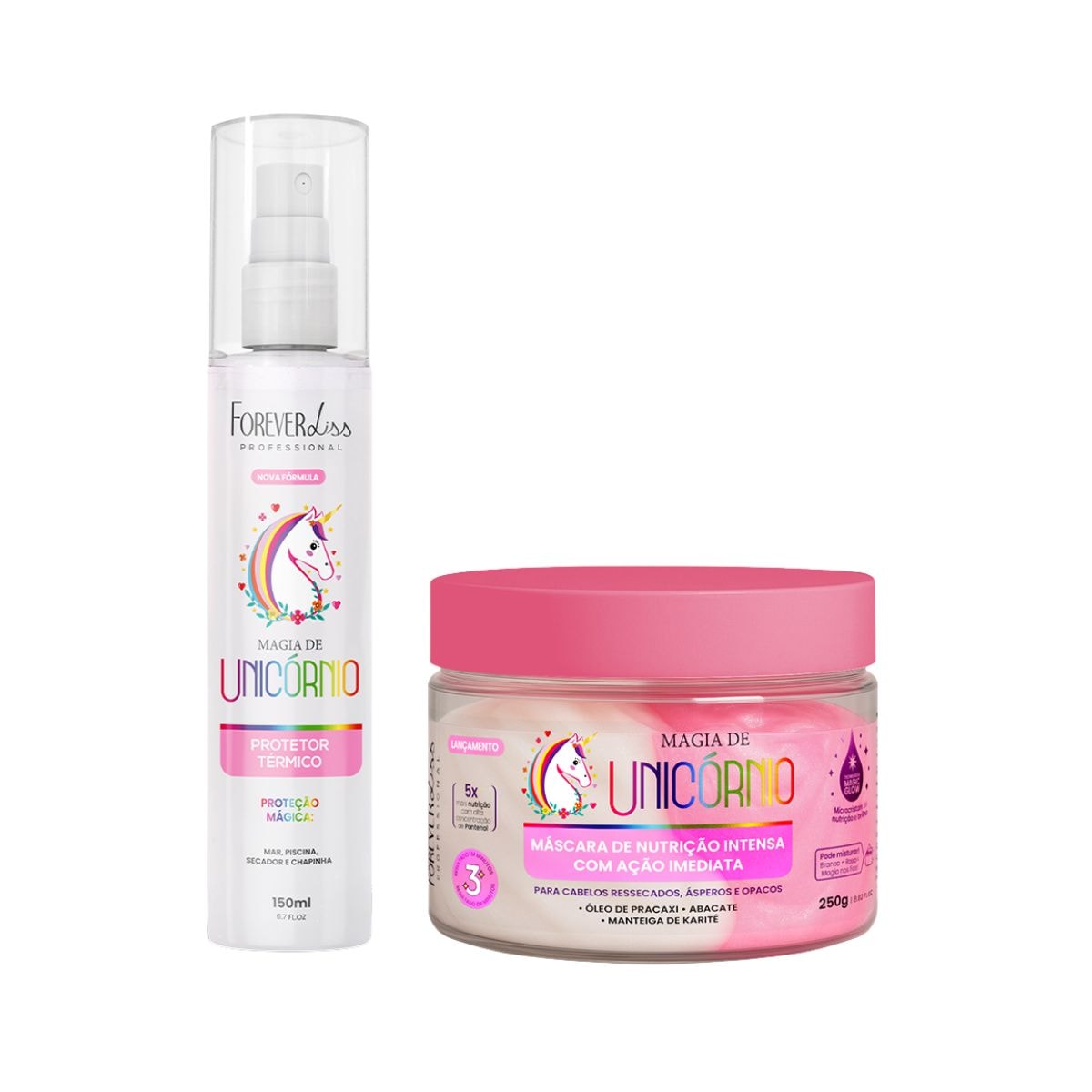 Kit Forever Liss Magia de Unicórnio Protetor 150 g e Máscara 250 g