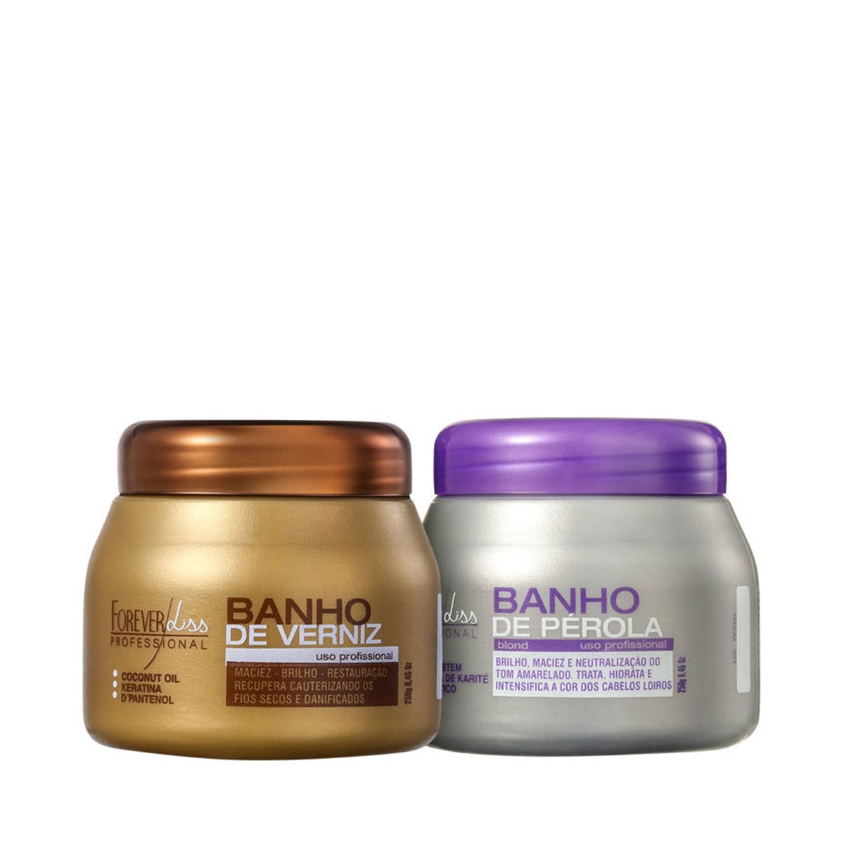 Kit Forever Liss Máscaras Banho de Pérola 250 g + Verniz 250 g