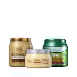 Kit Forever Liss Máscaras Verniz + Force Repair + Cresce Cabelo Grande