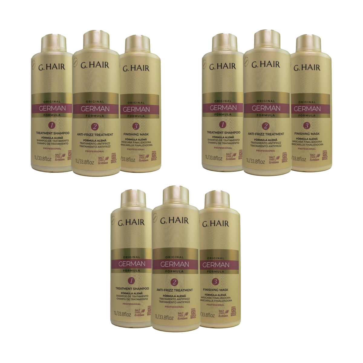 Kit G.Hair Escova Progressiva Alemã 3 (3 x 1 Litro) Kit G.Hair Escova Progressiva Alemã 3 (3 x 1 Litro)