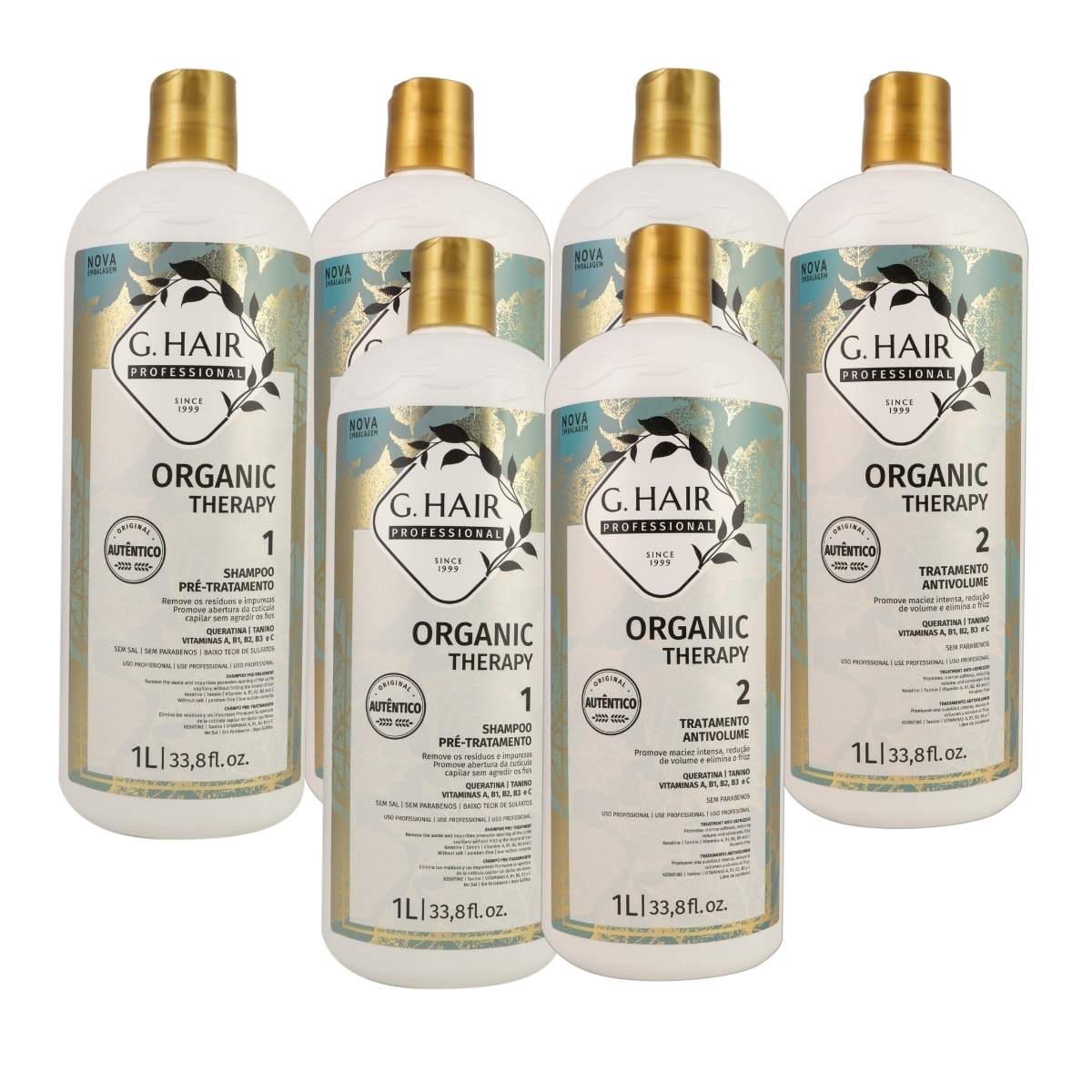 Kit G.Hair Organic Therapy 3 Tratamento Progressiva Antivolume 1 Litro Kit G.Hair Organic Therapy 3 Tratamento Progressiva Antivolume 1 Litro