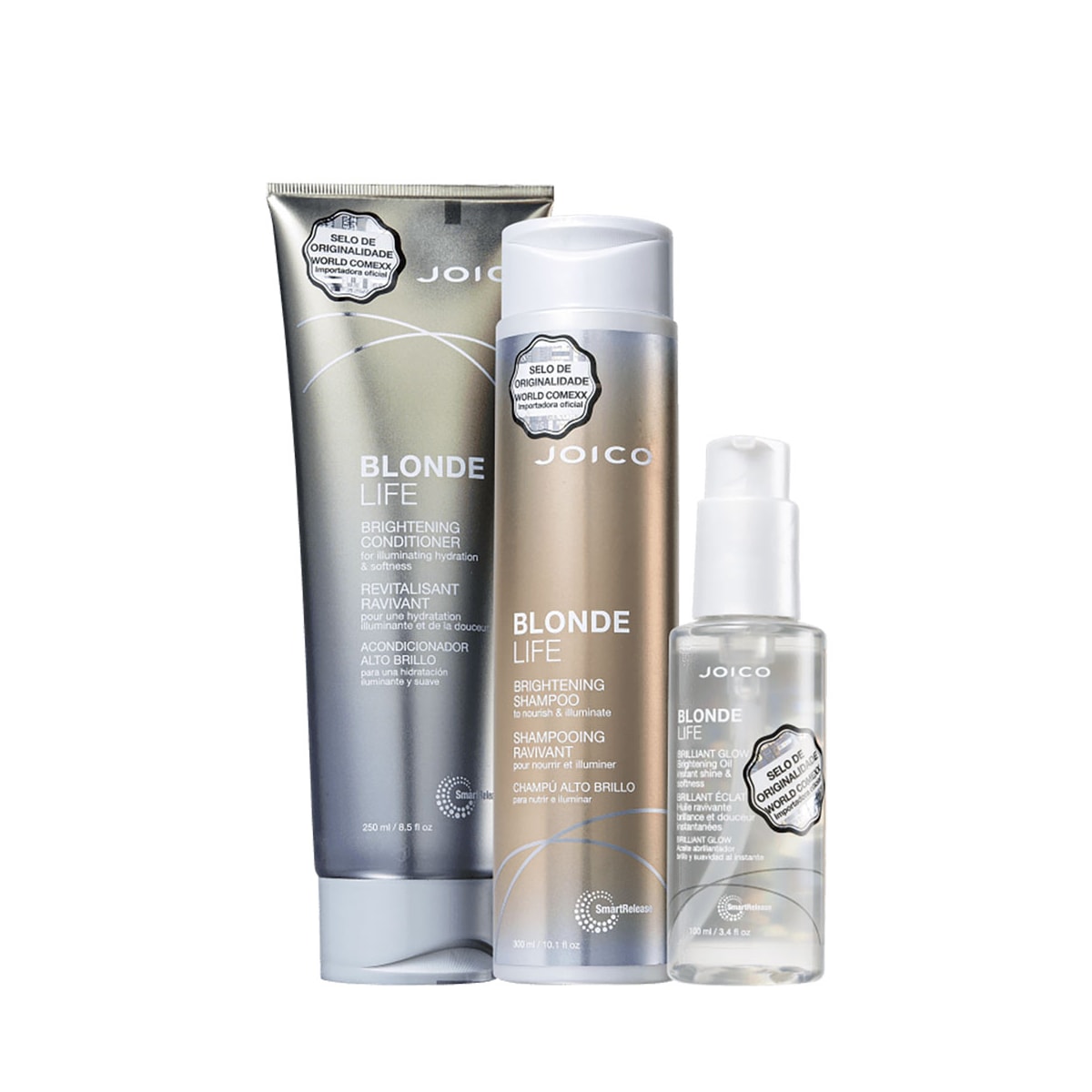 Kit Joico Blonde Life Brilliant Smart Release Shampoo 300 ml + Condicionador 250 ml + Oleo 100 ml