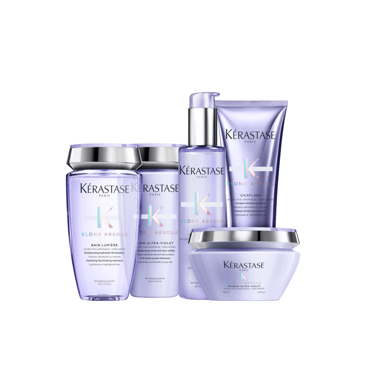 Kit Kérastase Blond Absolu Completo com 5 produtos (2 Shampoo's + Condicionador + Leave-in + Máscara)